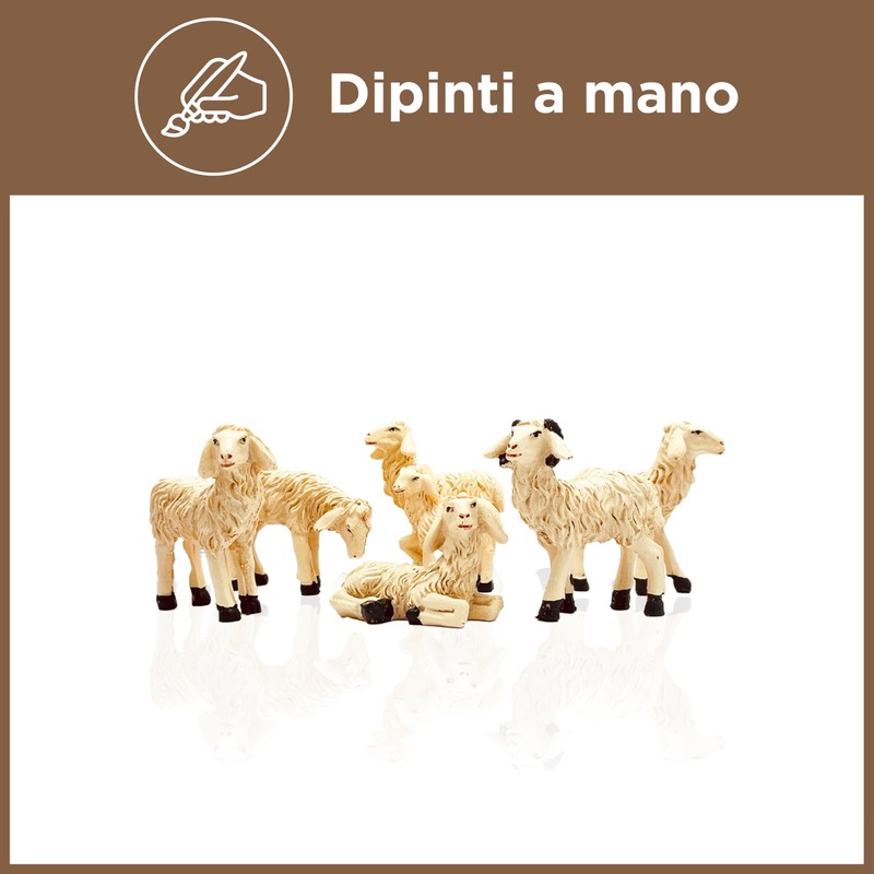 Set of 6 White Sheep 15cm Resin Sheep for Nativity