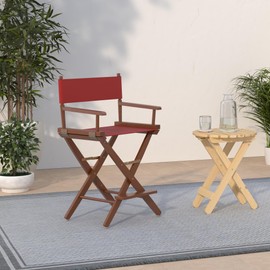 American Trails Extra-Wide Premium 24" Director's Chair Mission Oak Frame with Red Canvas, Counter Height