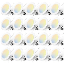 Amico 5/6 inch 5CCT LED Recessed Lighting 20 Pack, 1050LM Ultra-Thin Flat LED Can Lights, Dimmable, IC Rated, 12W Eqv 110W, 2700K/3000K/4000K/5000K/6000K Selectable, Retrofit Installation- ETL & FCC