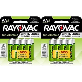 RAYOVAC AA 8-Pack Rechargeable Batteries, LD715-8OP Gene 2 Pack