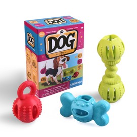 SiKiWagz Colorful and Interactive Chew Toy for Small to Medium Dogs - Interactive Treat Dispensing for Extra Enjoyment, Supports Dental Health and Oral Hygiene 3 Pack