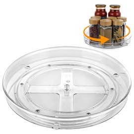 ASelected Turntable Fridge Turntable Organiser Fridge Organiser Lazy Susan 23.5 CM 360° Fridge Turntable Spice Holder Turntable Transparent for oil salt spice bottles