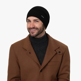 Stetson Merino Oversize Beanie Women/Men - Knitted Wool Hat - Made in Italy - Lined Winter Hat - Beanie with Fleece Lining and UV Protection - Hat Autumn/Winter, gray