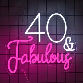NYXEN 40 & Fabulous LED Neon Sign, 36.5 x 32 cm, Dimmable - Neon Sign for Birthday, Wall Decoration, Living Room & as a Special Gift Idea