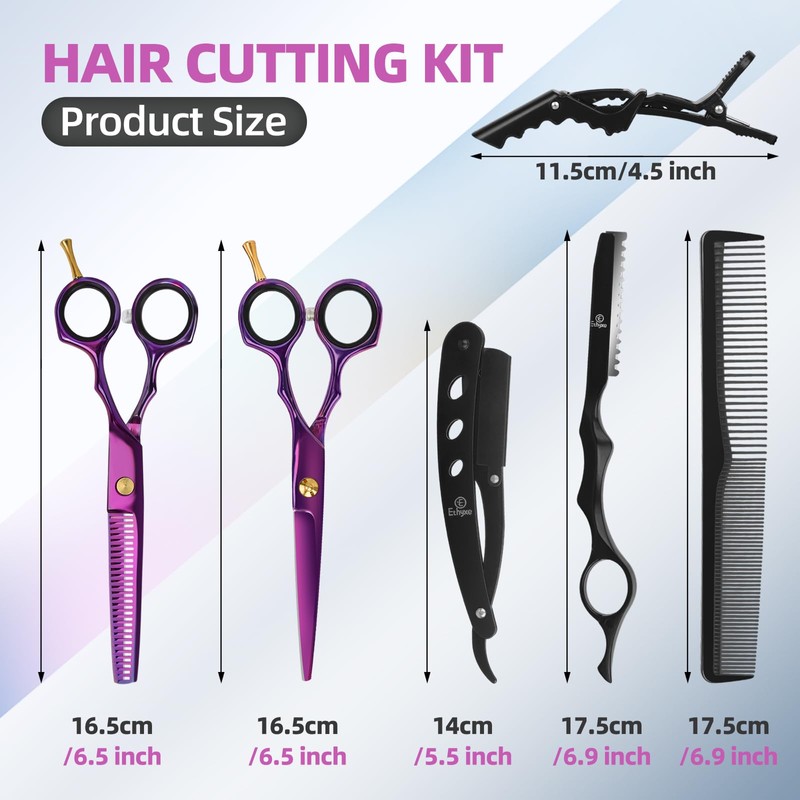 ETHYXE Professional Hair Cutting Scissors - 9 PCS Haircut Scissors
