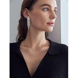 Bow Earrings for Women Rhinestone Earrings Chandelier Dangle Earrings Long Tassel Drop Earrings for Women Prom Wedding Statement Jewelry