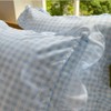 NSNLGSGC Light Blue Ruffled Plaid Gingham Pillow Shams 20"x20", Set