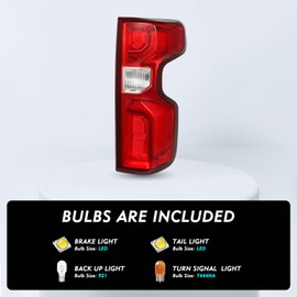 TUSDAR LED Tail Light Assembly Compatible With 2019 2020 2021 2022 2023 Chevy Silverado 1500 Taillights Brake Rear Lamp with Bulb and Harness Right Passenger Side