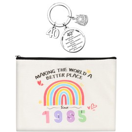40th Birthday Gifts for Women Making The World A Better Place Make Up Bag Gifts Rainbow Makeup Bag Retirement Gifts Inspirational Keyring Thank You Gifts