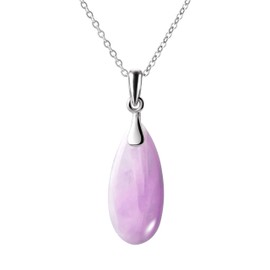 Franki Baker Sterling Silver Natural Pink Kunzite Pendant Necklace. Gemstone Grade AA. Chain length: 50cm