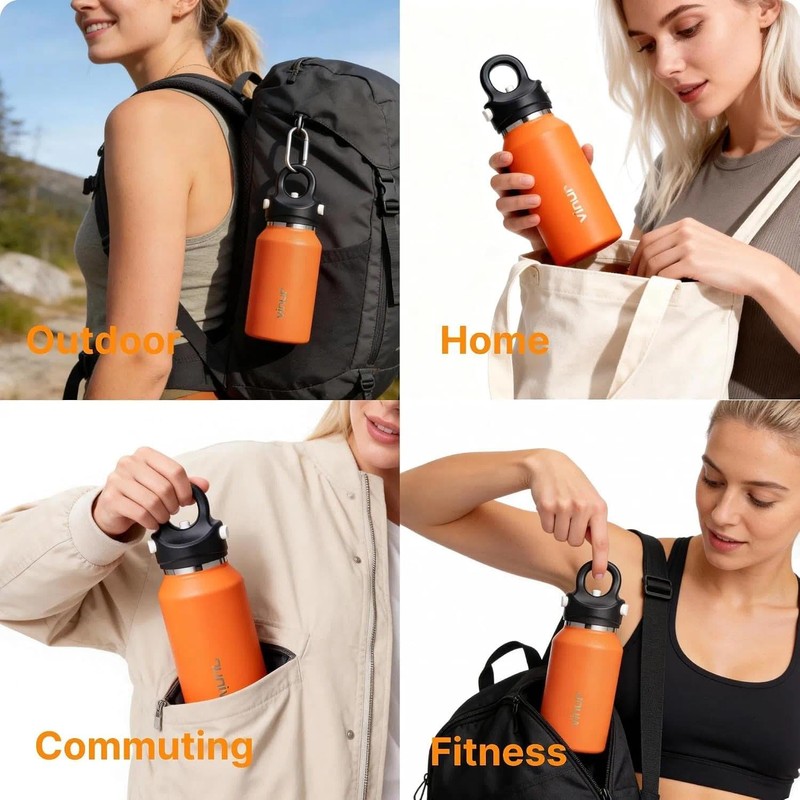 Small Water Bottle-12 oz Insulated Bottle with One-Hand Push Button