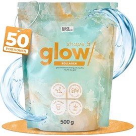 SHAPE REPUBLIC Collagen Powder 500 g - Premium Collagen Peptides Type 1 & 3 - Bioactive Collagen Hydrolysate - Good Solubility