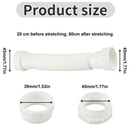 Flexible Drain Connector - White Double End Drain Adapter for Plumbing - Expandable Drain Fittings for Sinks, Basins, Bathrooms - Easy to Install, Leak-Proof, Universal