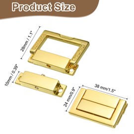uxcell 6pcs Toggle Catch Lock, 0.9" x 1.5" Hasp Lock Latch Mini Hasp Clasp with Mounting Screws for Jewelry Box Gift Box Wooden Cabinet, Bright Gold