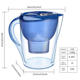 TOPROAD Alkaline Water Filter Kettle, High PH Drinking Water, High Efficiency Removal of Residual Chlorine, Used to Clean Drinking Water, Replaceable Electric Ion Filter, 3.5 Liters