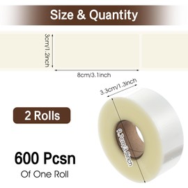 2 Rolls/1200 Pcs Clear Label Protectors, 3.1 x 1.2, 3.8 x 1.3 Inches Waterproof Clear Labels Stickers, Circle Seal Stickers for Classroom Library Labels Use, Protect Barcodes, Packaging Book Numbers