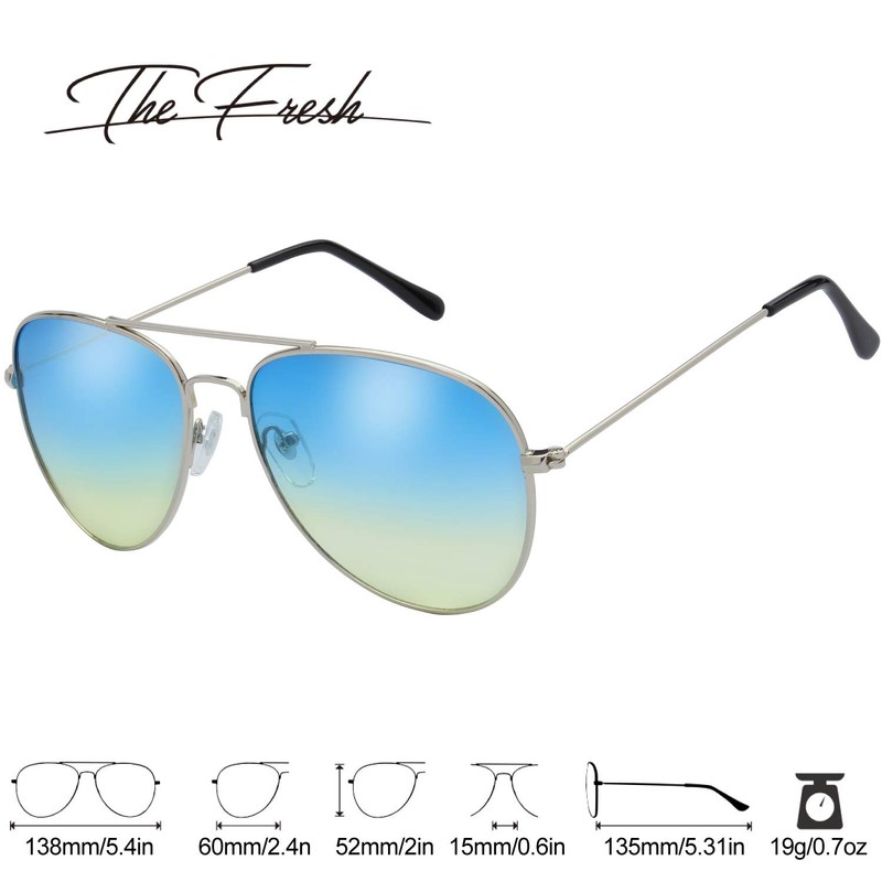 The Fresh Classic Metal Frame Oceanic Color Lens Aviator Sunglasses