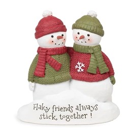 Blossom Bucket Snowmen with Flaky Friends Always Stick Together Sentiment, 4 inches Tall