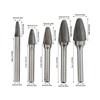 5pcs Carbide Burrs Single Cut Rotary File with 6mm/0.24in Shank