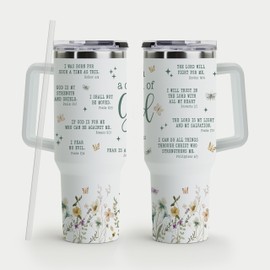 Vaso cristiano - Regalos para mujeres cristianas, tumber de emergencia bíblica, vaso de café motivacional, ideas de regalo para mujeres cristianas, amigas, compañeros de trabajo, vaso de 40 onzas con