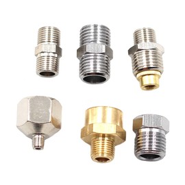 Chiloskit 7pcs Airbrush Hose Adaptor Connector Fitting Set, 1/4 to 1/8, Copper + Iron, BSP, Airbrush & Compressor Connectors