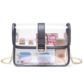 Vorspack Clear Purse - Stadium Approved Crossbody Bag for Women, Adjustable Strap, Plastic Bag for Concert, Sport, Festival - Grey