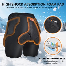 BenKen Ski Butt Protection Shorts - Anti-Collision Ski Protective Equipment, Impact Resistant Protective Padded Shorts, Stretch Lycra for Skateboarding, Skiing, Cycling, Waterproof, Breathable Black