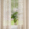 Treatmentex Beige Semi-Transparent Lace Curtain, Modern Embroidery Curtains with Eyelets,