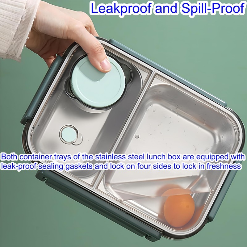 FeBohao Stainless Steel Lunch Box Compartment Bento Lunch Box 850ml