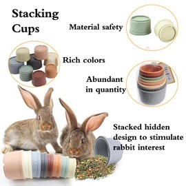 SHSMPXOY 8 PCS Rabbit Stacking Cups Stacking Toys BPA-Free Safe Plastic Toys for Hiding Food and Playtime Fun,Multi-Coloured and Various Sizes (Morandi Colour)