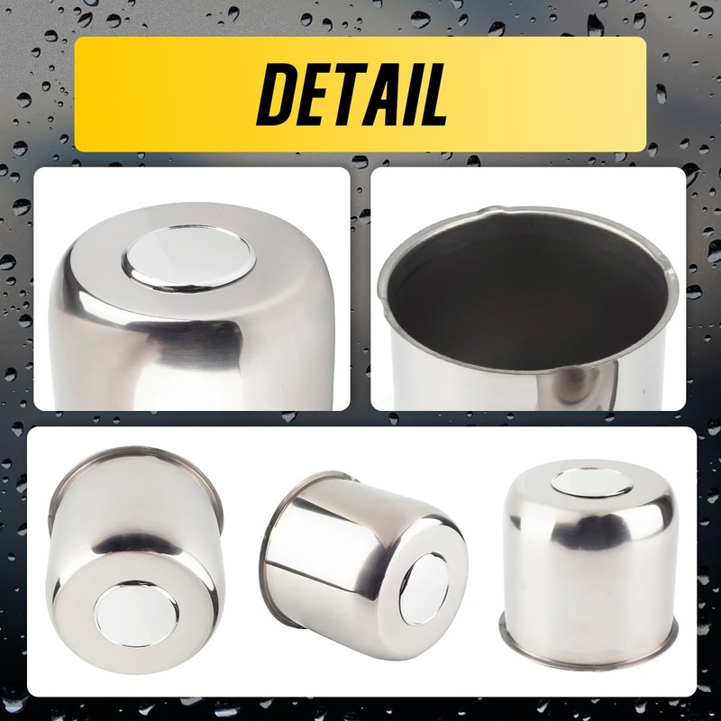DewFlew 4Pcs 4.9" Push Through Wheel Center Caps Stainless Trailer