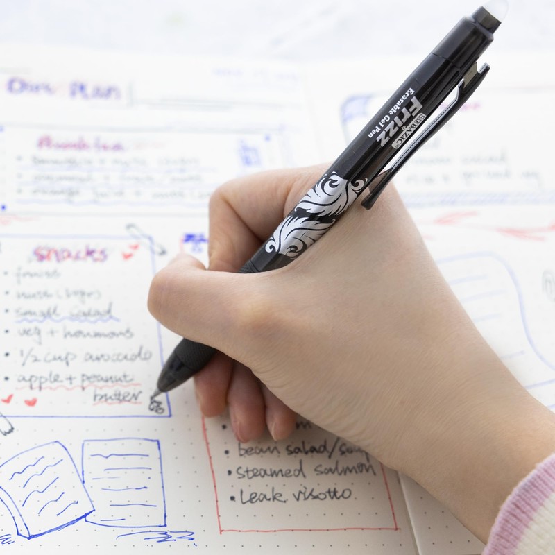 BAZIC Products Frizz Erasable Gel Pen 0.7mm Black Color, Retractable