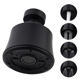 iFealClear Kitchen Sink Faucet Head with Metal Ball Joint, 360° Swivel Faucet Sprayer Head, Big Angle Faucet Aerator Adapter 55/64-27UNS Female Thread, 4 Spray Modes, Extra Brass Adapters, Matte Black