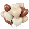 Brown Apricot Heart Balloons, 10Pcs Coffee Cream Beige Foil Heart