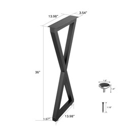 ALLCOS Metal Bar Table Legs, 36 Inch Heavy Duty Dining Table Leg with Adjustment Feet Furniture Legs, Black, Set of 2