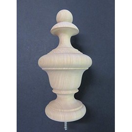 Large Wood Urn Style Finial. Oak Maple Cherry Mahogany 6 1/4 H x 3 1/4 W x 2 1/4 Base. #29 (Cherry)