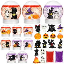 8 Sets Halloween DIY Snow Globe Kit Make Your Own Mini Water Globe Craft Set for Kids Halloween Party Favors Classroom Art Activity DIY Decor Gift for Boys Girls