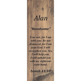 Alan "Handsome" Keepsake Name Meaning Bookmark with Bible Verse and Tassel