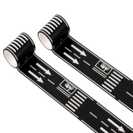 HMPBEFU 2 rollos de cinta de carretera, cinta de carretera negra fácil de pegar y rasgar, última intervensión de residuos, cinta de carretera para niños, fiesta de cumpleaños, fiesta de carreras