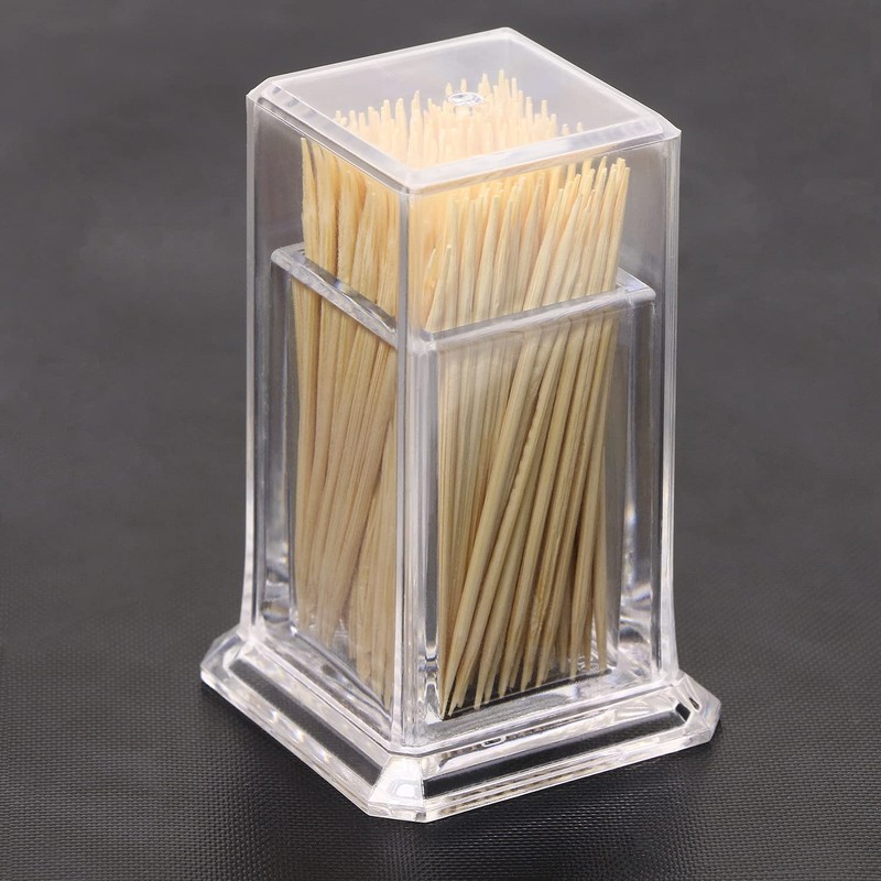 ONLYKXY 2pcs Acrylic Toothpick Box 5x5x7.5CM/1.9x1.9x２.９inch Rectangle Shape Clear Toothpick