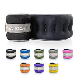 Ankle Wrist Weights for Women Men A Pair of 2 Lbs BeatBoost Arm Leg Weight Set with Adjustable Straps for Walking Pilates Exercise Workout Gym Aerobics Black
