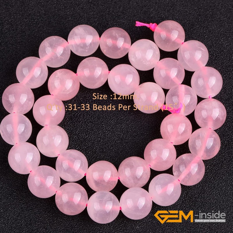 GEM-inside Rose Quartz Gemstone Loose Beads 16mm Round Crystal Energy