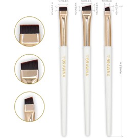 BRAWNA Juego de Pinceles para Cejas (3 Piezas) Pincel de Precisión en Ángulo para Delineado, Mapeo de Labios y PMU Pincel Plano para Corrector y Maquillaje Permanente Cerdas de Nailon Premium