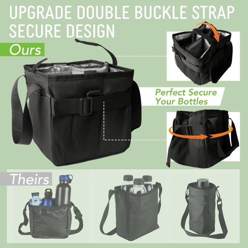 4 Cup Drink Carrier,Water Bottle Holder with Strap & Adjustable