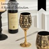 CretFine Blue and Gold Gold Wine Glasses Set of 2,