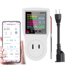 WiFi Watt Meter, Plug-in JP Socket Power Meter, Electricity Bill Statistics, Temperature Control, Backlit Large Color Display, Overload Protection, Voltage AMP Tester, Power Monitor Timer