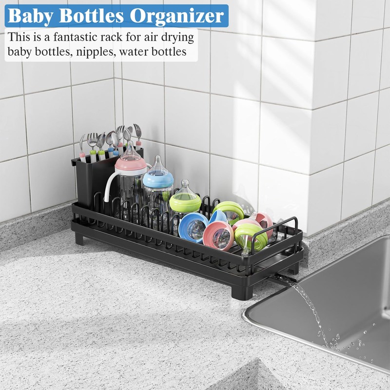 CHLORYARD Small Dish Drying Rack, Compact Sink Dish Drainer Plate