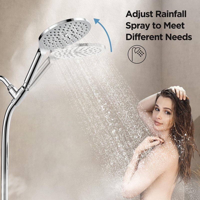 MakeFit Drill-free Dual Shower Head with Handheld Combo Rainfall Shower