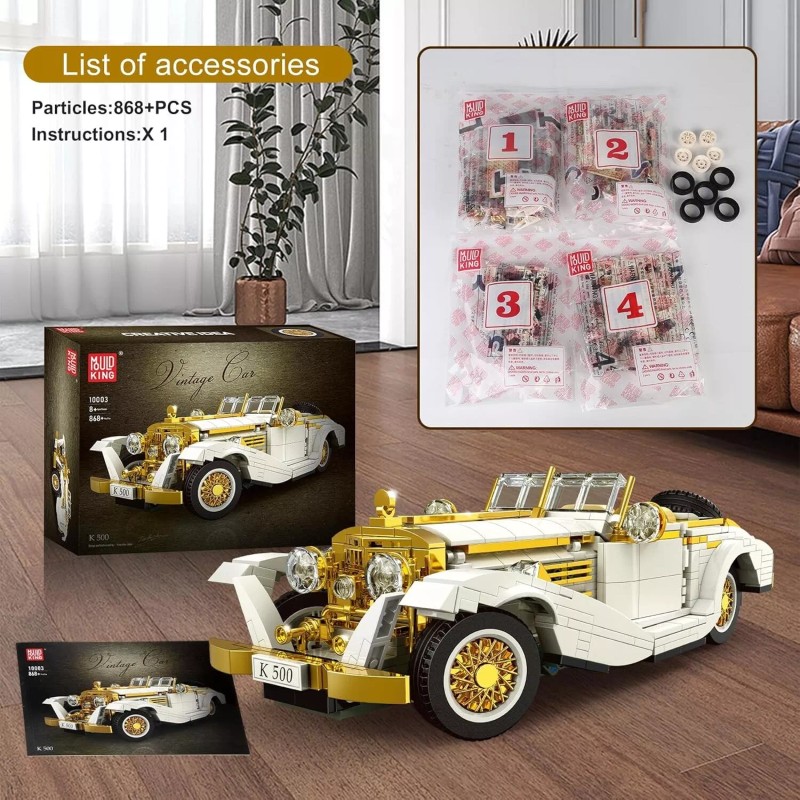 MOULD KING 10003 Classic Vintage Car Model Creativity Technology Building