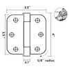 Heavy Duty 3 1/2" Inch Self-Closing Spring Loaded Door Hinge